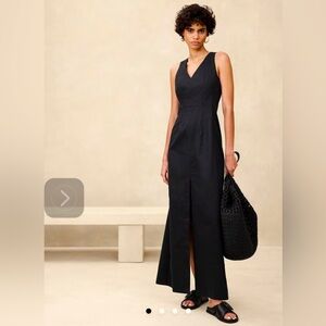 NWT Banana Republic Black Size 10 Linen Seam Bodice Maxi Dress